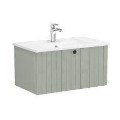 Vitra Root Groove 69372 Lavabo Dolabı, Tek Çekmeceli, 80 Cm, Mat Retro Yeşil, Köşeli Lavabolu